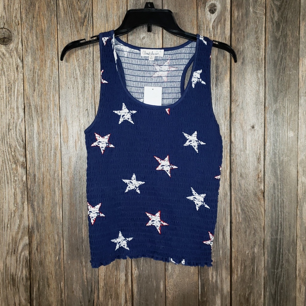 NEW‎ Cloud Chaser Blue Star Smocked Tank Top